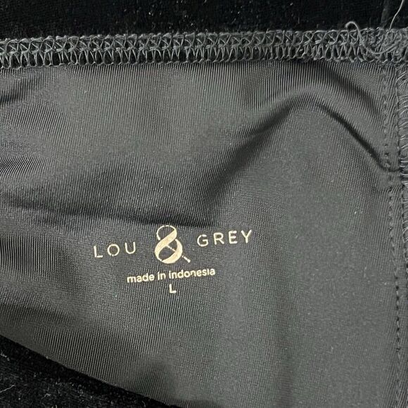 Lou & Grey Womens Size L Black Velour Straight Leg Pants - Picture 3 of 3